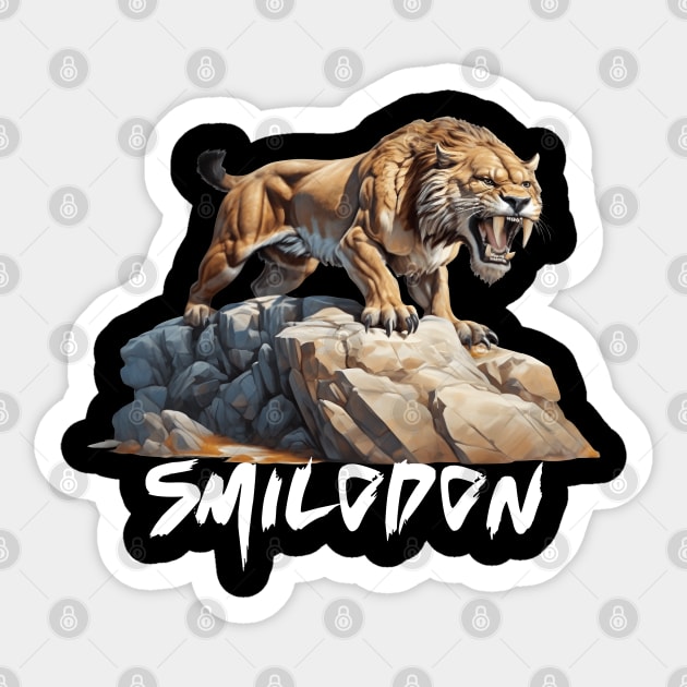 Smilodon Saber-Toothed Cat SaberTooth Tiger Design Sticker by Terra Fossil Merch